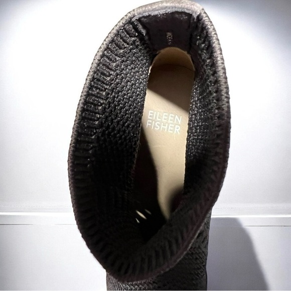 🌻Eileen Fisher Chocolate Brown Paron Stretch Crepe Knit Booties Size 5.5 - Picture 6 of 10
